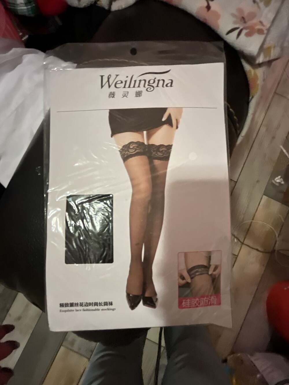 Weilingna Lace Thigh High Stockings Black Sexy